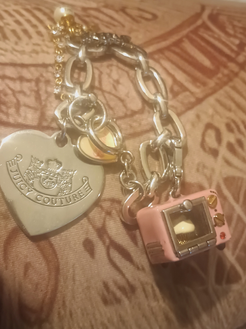 Juicy Couture Pink Charm Bracelet with Heart Logo
